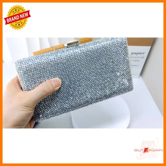 Mini Rhinestone Evening Clutch with Detachable Chain Straps for Formal Events